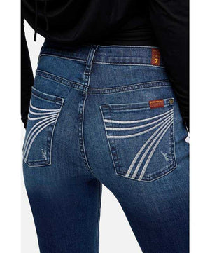7 For All Mankind Womens Dojo Medium Wash Lake Blue Jeans, pocket detail.