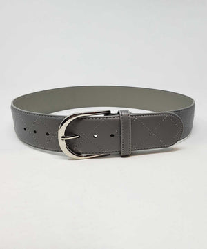 Abete Quilted Leather Belt, Silver Buckle.