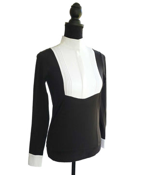 Abete Ladies Long Sleeve Bib Show Shirt, Black.