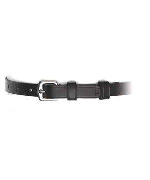 Camelot black leather spur straps with square buckles.