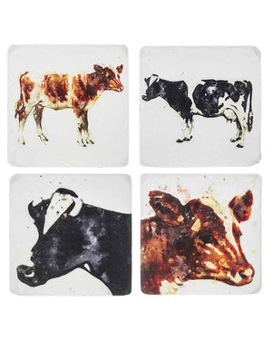 Watercolour Resin Cow Coasters - Set of 4