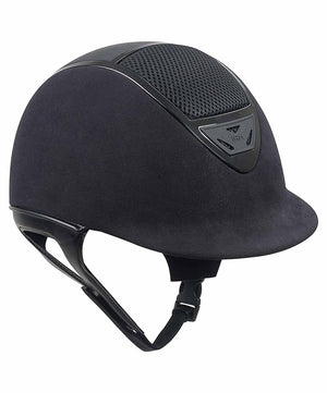 IRH XLT Riding Helmet, Suede Black with Gloss Black Vent.