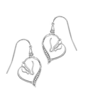 Mare & Foal Earrings CLear Stone Rhodium Plated| Horse Jewelry|Brand: