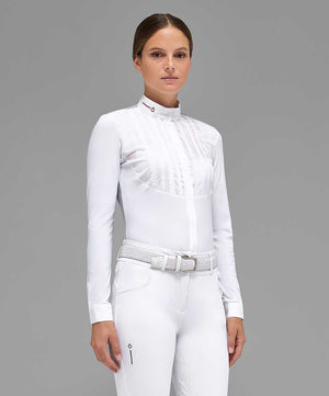 Cavalleria Toscana Women's Revo Pleated Poplin Bib Show Shirt.