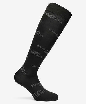 Cavalleria Toscana Jacquard Logo Sock, Black/Light Grey.