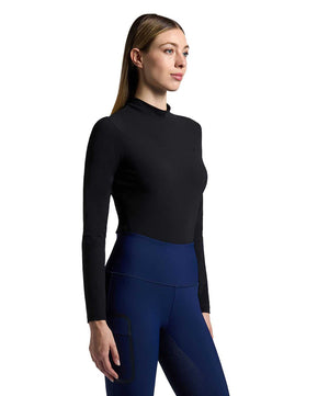 Cavalleria Toscana Jersey Long Sleeve Training Polo w 3D Stamp Logo, Black.