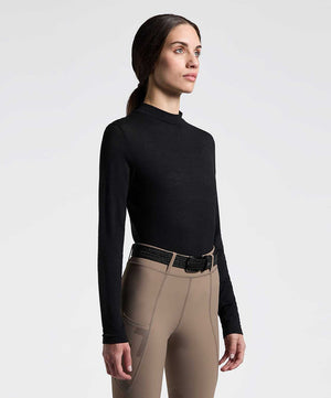Cavalleria Toscana Ladies Tech Wool Long Sleeve Performance Top, Black.