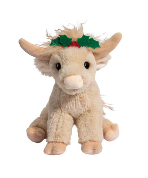Douglas Cuddle Toy Laddie Holiday Highland Cow Mini Soft.