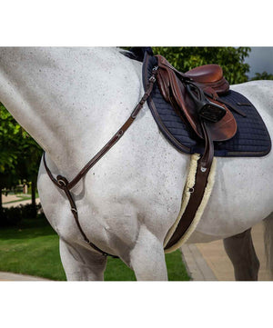 Dy'on Hunter Collection Breastplate on grey horse.