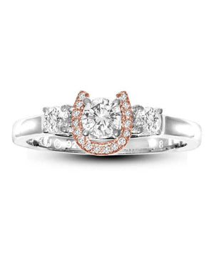 Kelly Herd Small 3 Stone Ring with Rose Gold Horseshoe Ring| Horse Jewelry|Brand: Kelly Herd Jewellry