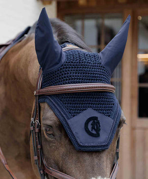 Kentucky Horsewear Fly Veil Wellington 3D Logo, Navy.