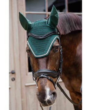 Kentucky Horsewear Fly Veil Wellington Diamond Rope, Pine Green.