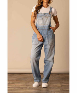 Kimes Ranch Billy Womens Jeans Overalls, Stripe Denim.