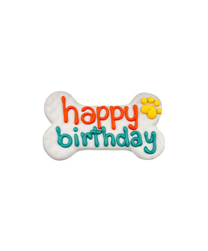 Bosco & Roxy's Decorated Dog Cookie Large Happy Birthday Bone.