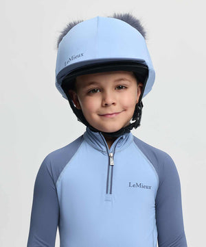 LeMieux Mini Double Pom Pom Hat Silk SS26, Powder Blue.