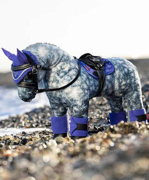 Sam modeling the LeMieux Toy Pony Polo Bandages in Bluebell.