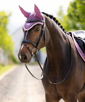 LeMieux Loire Satin Fly Veil SS26, Mallow, lifestyle.