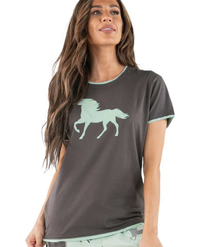 Lazy One PJ Tee, Mint Horses.