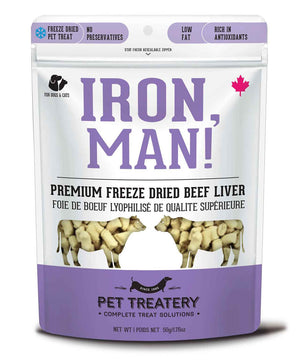 Granville Iron Man! Premium Freeze Dried Beef Liver Treats for Cats and Dogs.