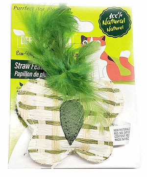 Define Planet Straw Feather Cat Toy, Butterfly.