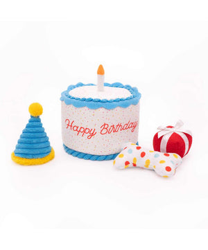 Zippy Paws Zippy Burrow - Birthday Cake Plush Dog Toy.