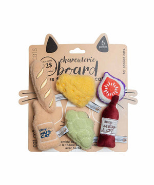 Dexypaws Plush Cat Toys - Wine, Cheese & Grape. 6pc.