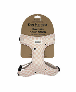 Dexypaws Neoprene Harness for Dogs - Medium, Checkered Heart.
