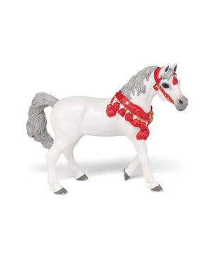 Papo Toy White Arabian Horse In Parade Dress.