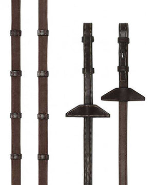 Prestige E149 Ultra Thin Rubber Reins with 7 Stoppers (19mm)| English Reins|Brand: Prestige Italia