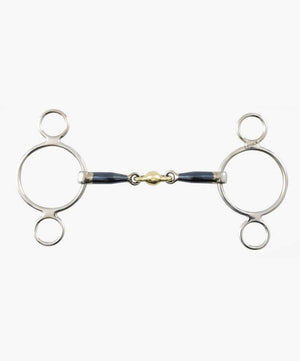 Premier Equine Two Ring Sweet Iron Gag with Brass Lozenge.