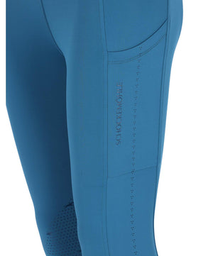 Schockemohle SPAir Sporty Ladies Knee Patch Riding Tights, Colonial Blue, detail.