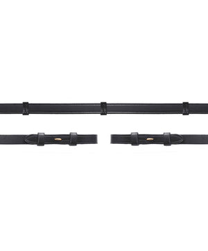 Schockemohle Leather Rein with Leather Stops, Black.