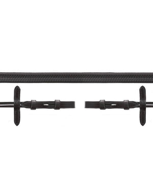 Schockemohle Rolled Rubber Rein, Black/Silver.