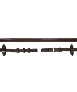 Schockemohle Dura Soft Grip Rubber Reins with Buckle Ends, Dark Brown/Silver.