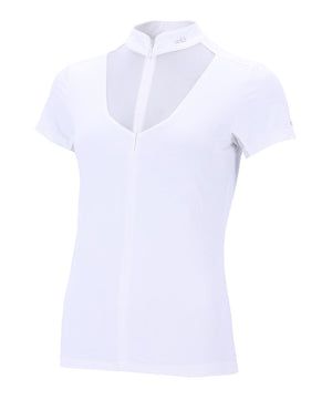 Schockemohle SPAnita Ladies Short Sleeve Show Shirt, White, front.