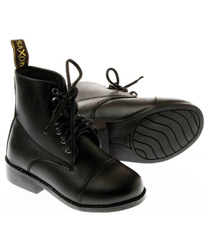Saxon EquiLeather Ladies Lace Paddock Boot, Black.