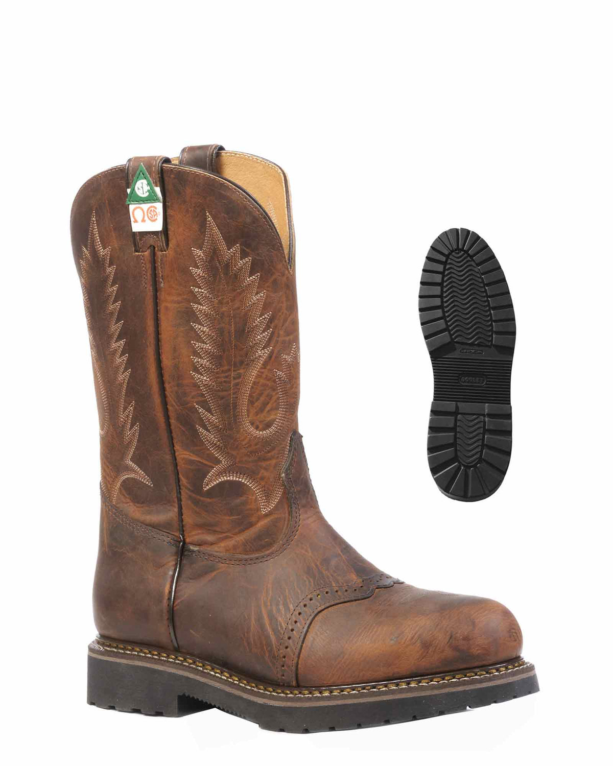 Boulet Mens Western Work Boot - Steel Toe