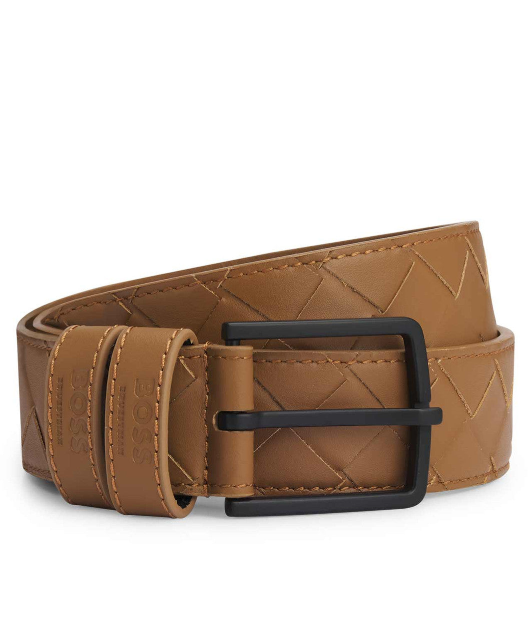 Boss Equestrian Cable Belt, Camel, rolled.