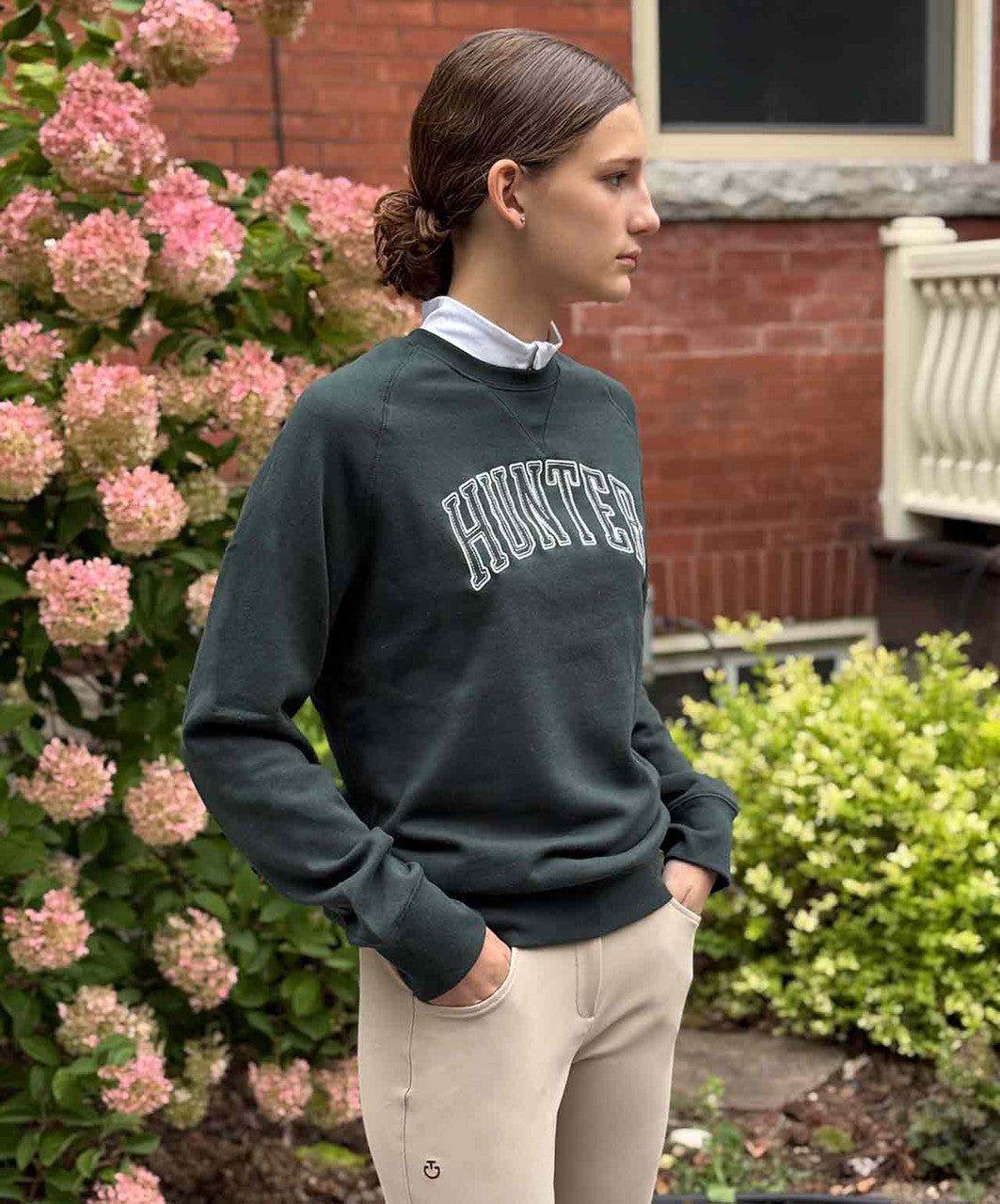 Campus Crew Unisex Pullover Crew Sweatshirt - Hunter, Forest.