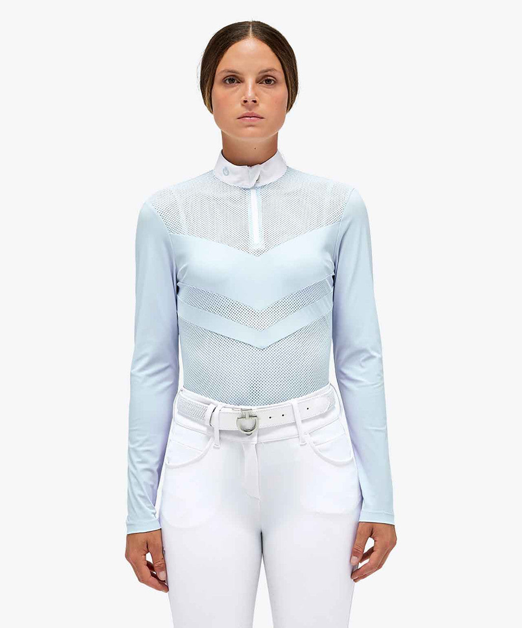 Cavalleria Toscana POD339 Women's Perforated Zip Show Shirt.