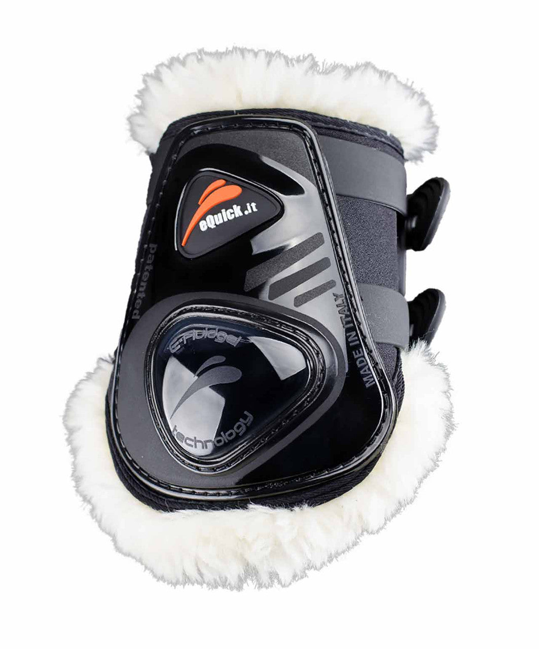 eQuick eShock Legend Fluffy Rear Jump Boots in Black.