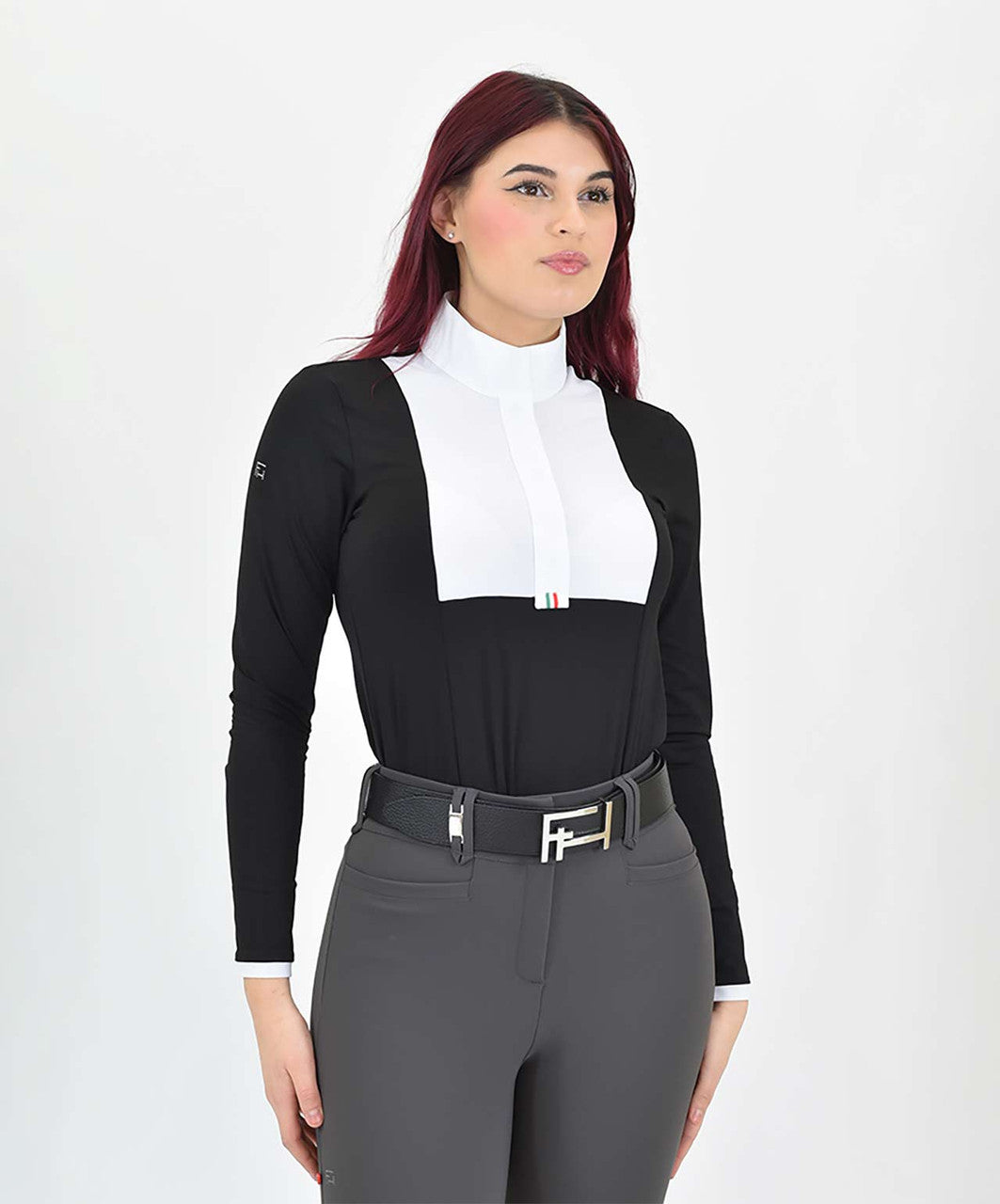 For Horses Ladies Aliyah Technical Show Shirt, front.