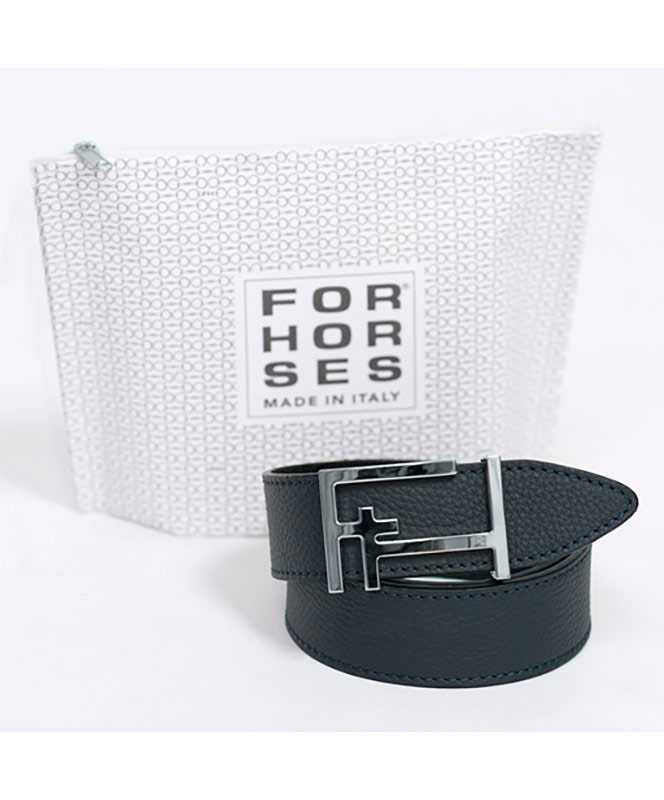 For Horses reversible leather belt in Black/Navy with storage bag.
