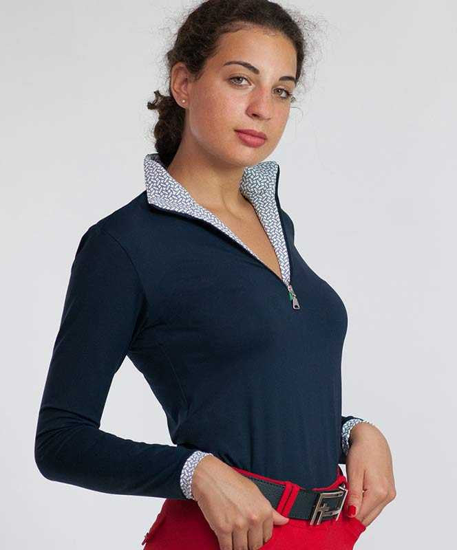 For Horses Gioconda Women's Schooling Shirt in Navy.