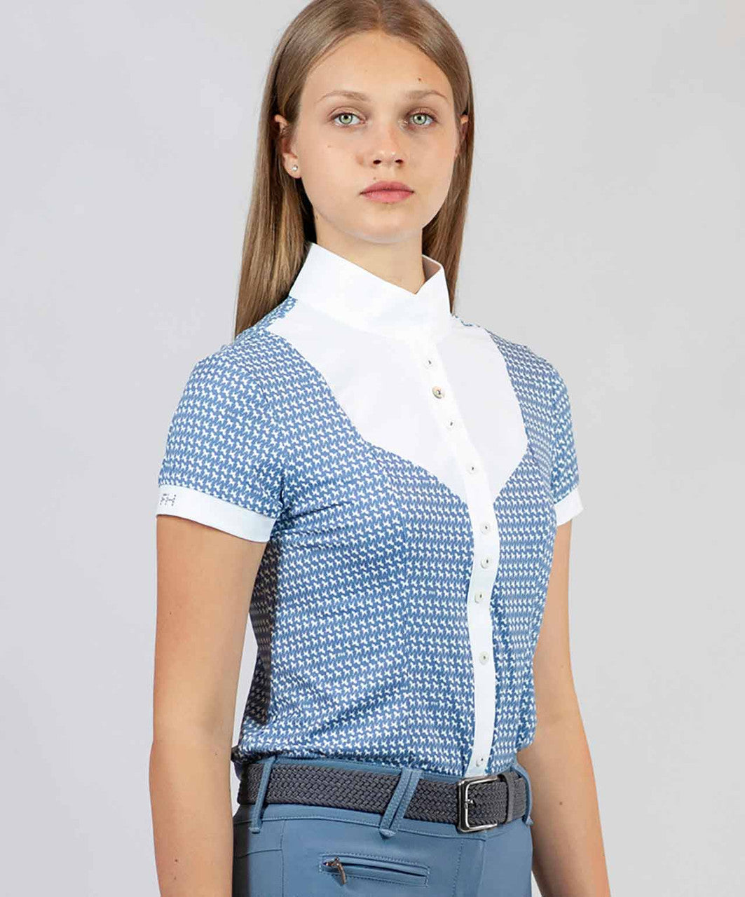 For Horses Gloria show shirt in Steel Blue.