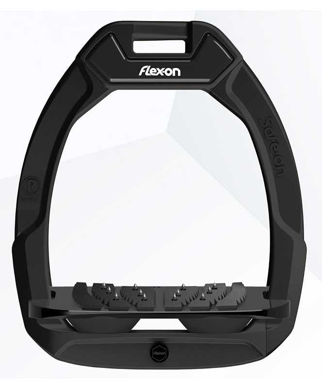 Single Flex-On Safe-On stirrup in black.