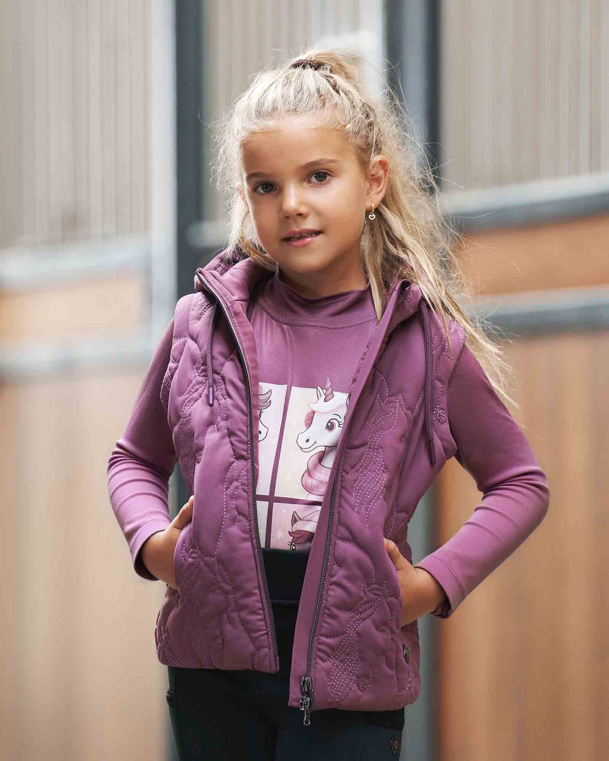 Imperial Riding Enjoy Frosty Kids Long Sleeve Top, lifestyle, front.