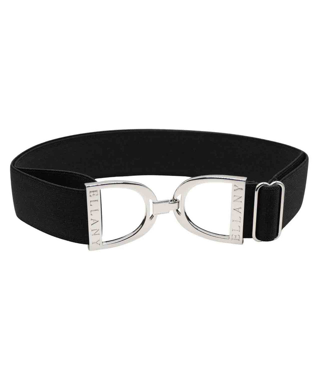 Ellany Elastic Stirrup Belt 1.5", Black with Silver.
