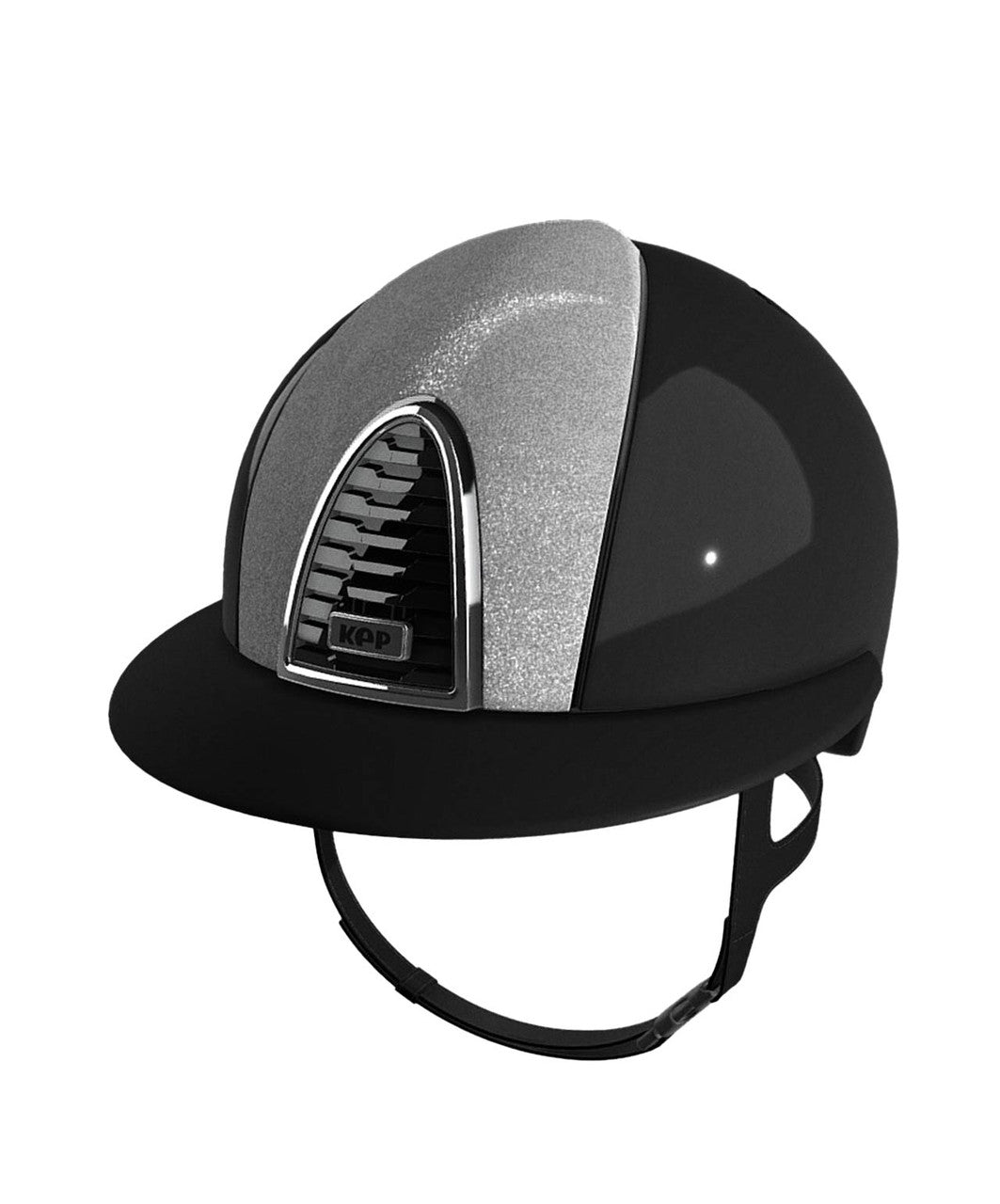 KEP Cromo 2.0 Shiny Helmet with Star Front - Wide Brim, Black/Silver.