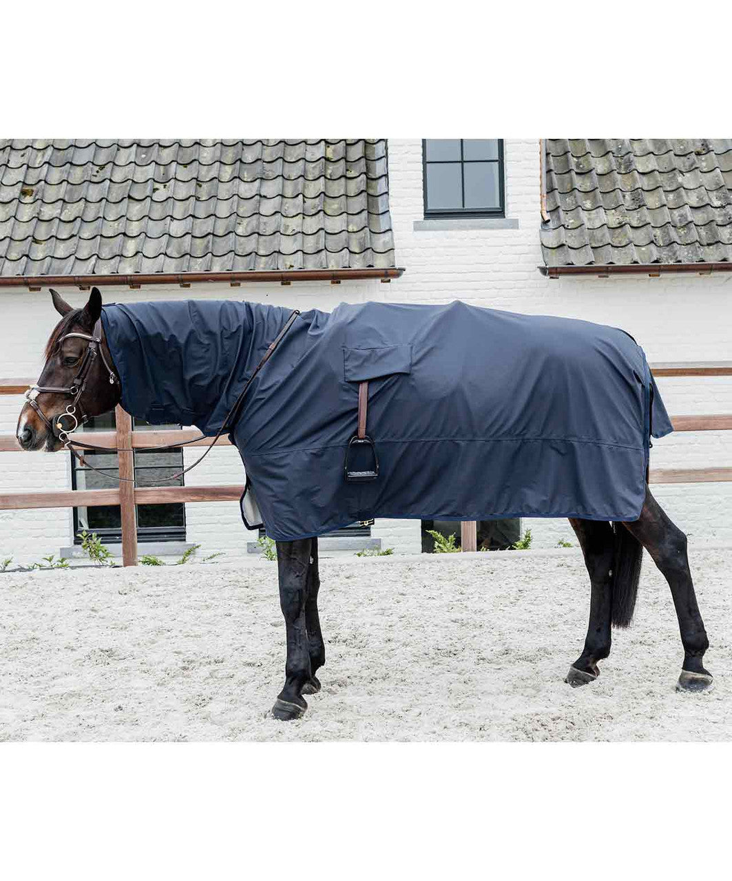 Kentucky Hurricane Horse Raincoat with Stirrup Holes.